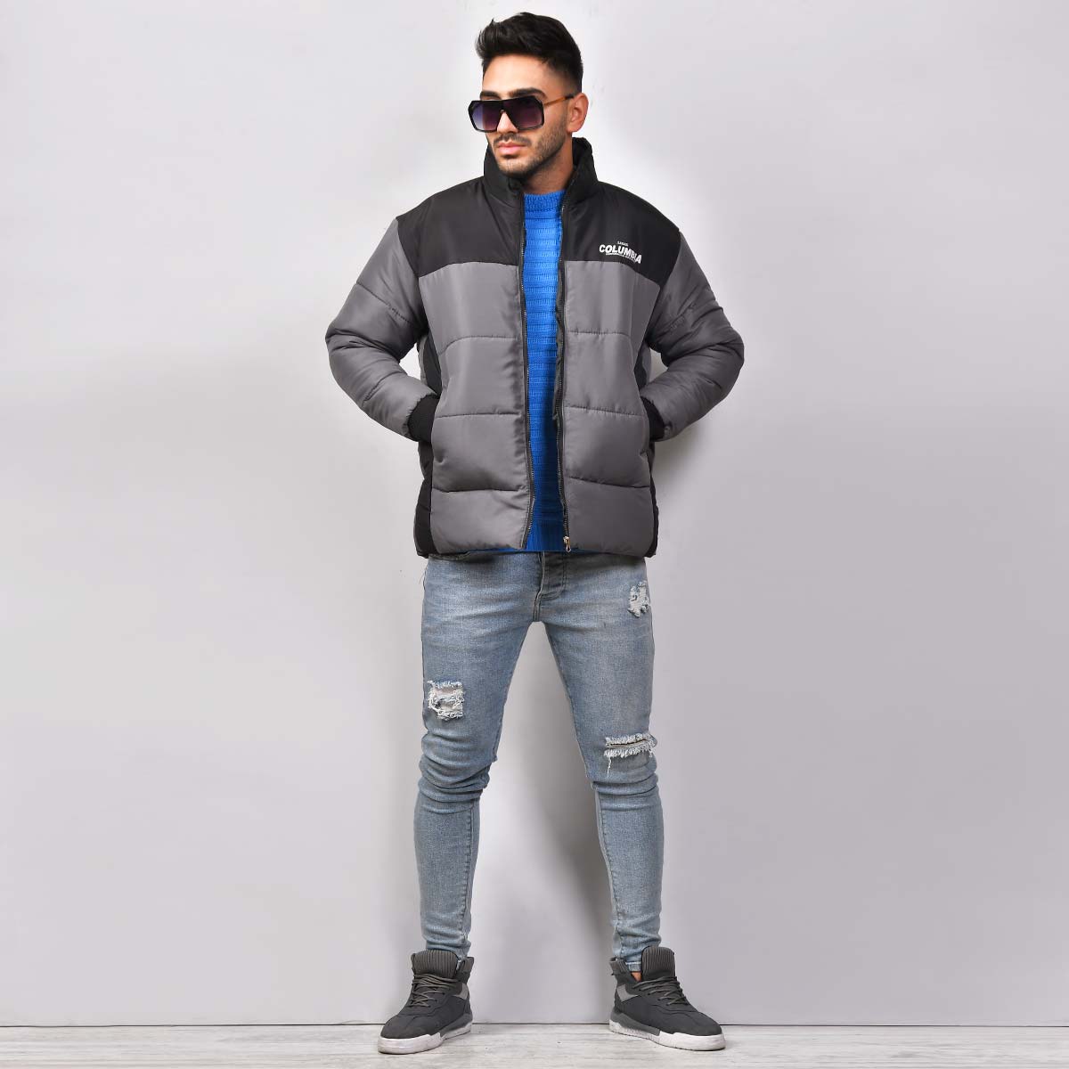 کاپشن مردانه طوسی مدل Atras