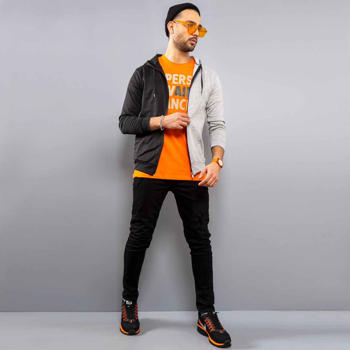 سوئیشرت زیپی دو رنگ مدل jahan