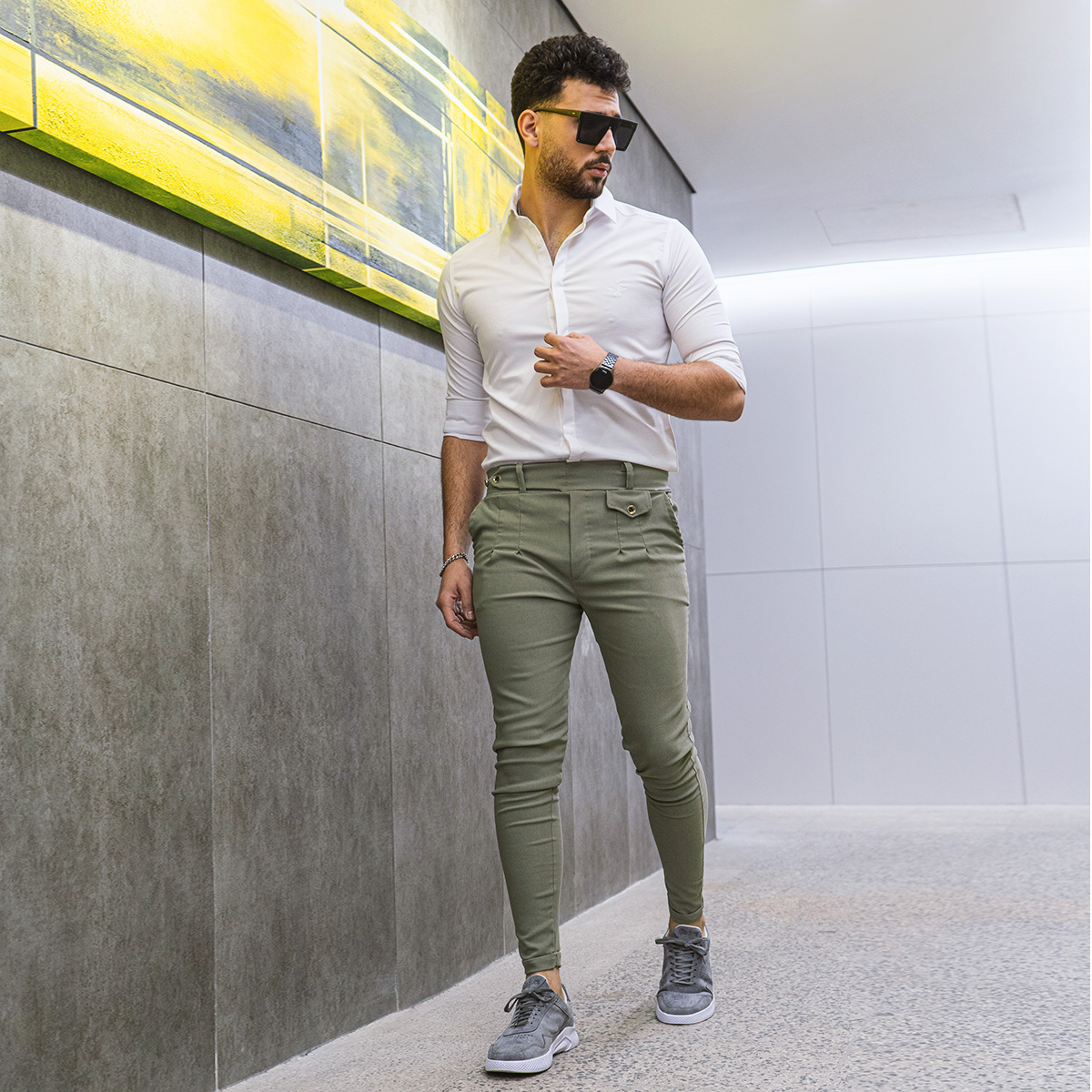 شلوار مردانه سبز مدل Aflak