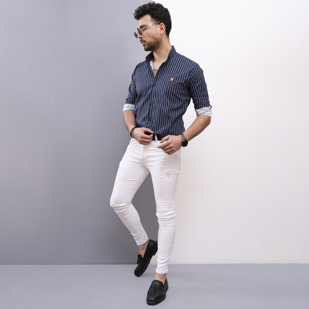 پيراهن مردانه رنگ سرمه اي مدل Nelson