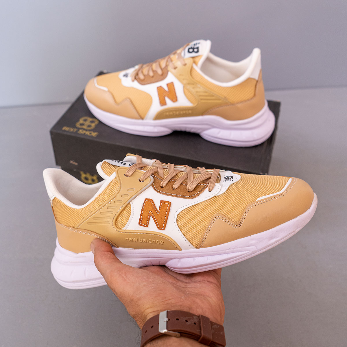 کفش ورزشی مردانه کرمی مدل Nadin