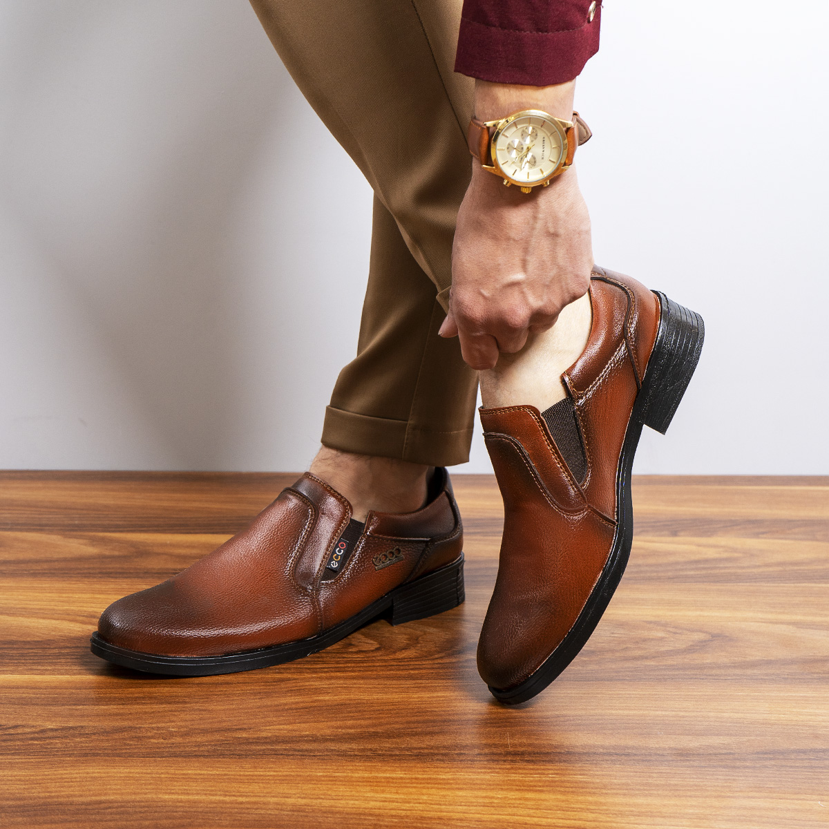 کفش ecco مردانه قهوه ای مدل Kelvin