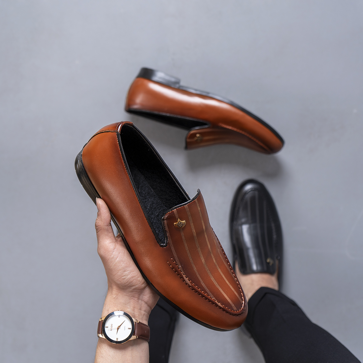 کفش کالج مردانه عسلی مدل Dever