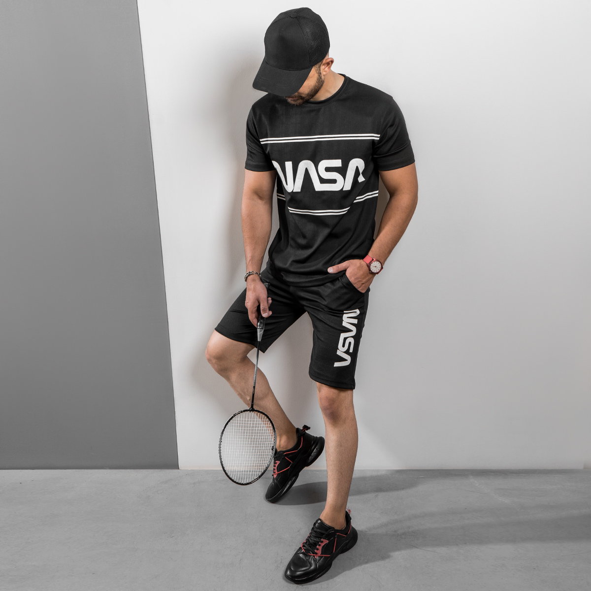 ست تیشرت شلوارک Nasa مردانه مدل Vansa