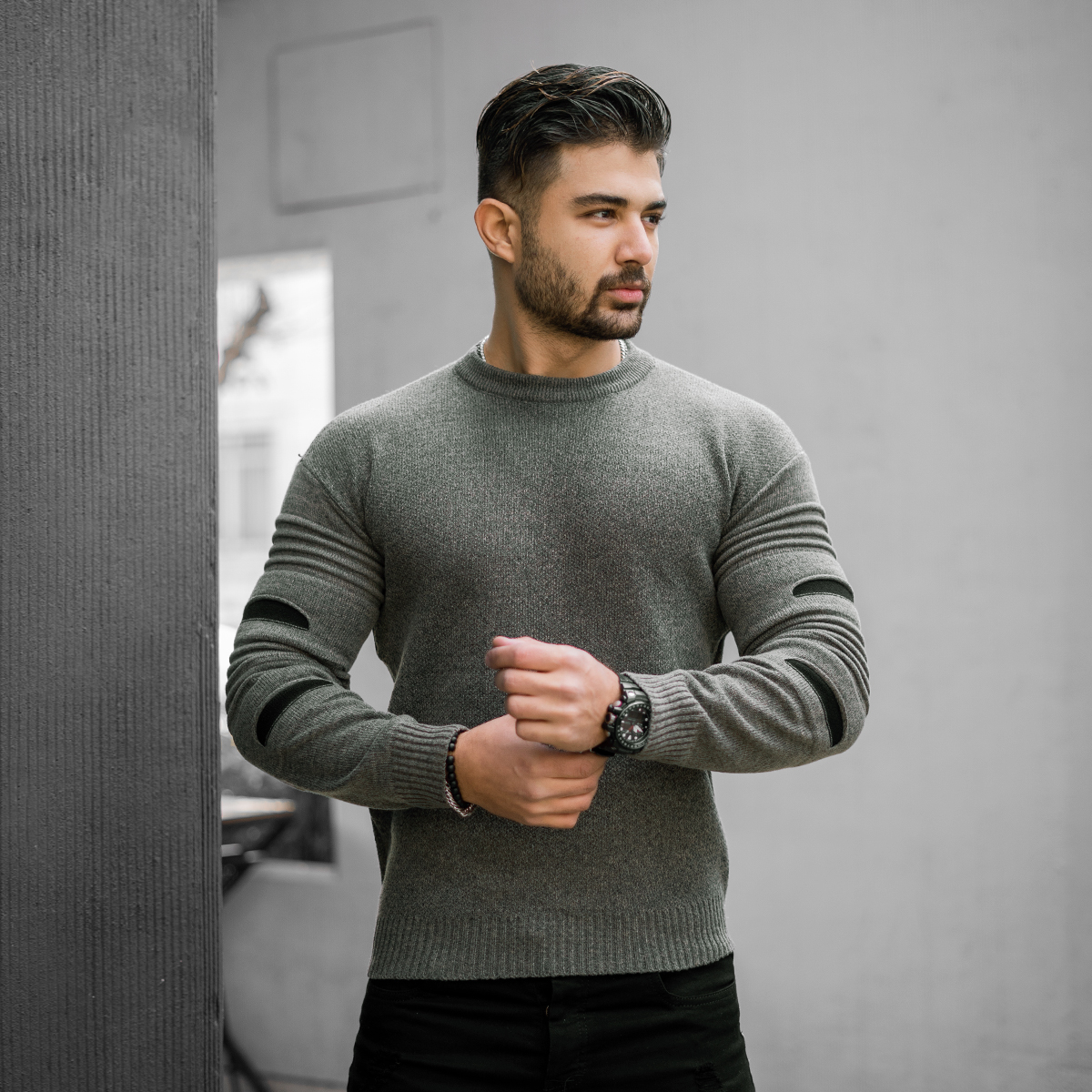 پلیور زاپ دار مردانه خاکی مدل solan