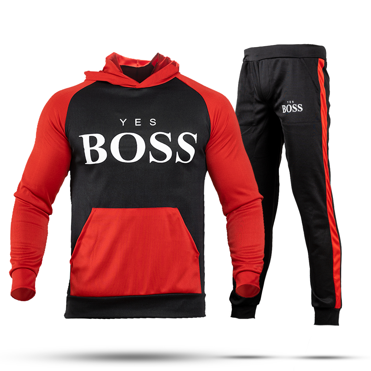 ست هودی شلوار BOSS مردانه قرمز مشکی مدل Varm