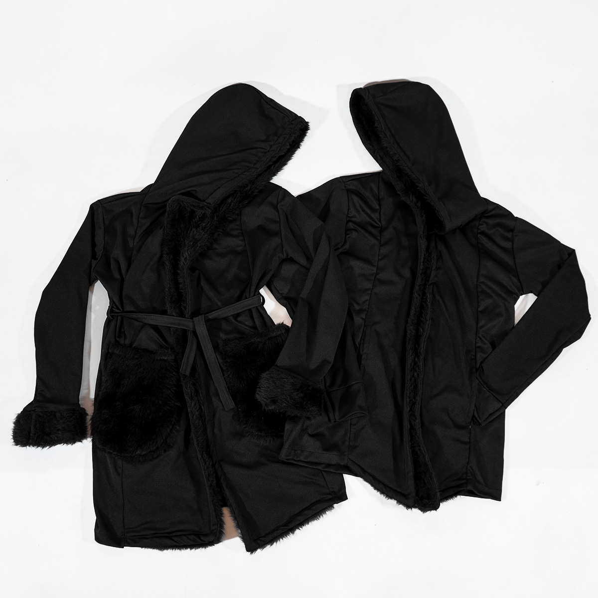 ست شنل مردانه و زنانه خزدار مشکی مدلnivo