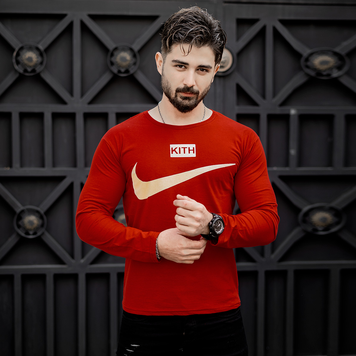 تیشرت آستین بلند مردانه Nike قرمز مدل A77