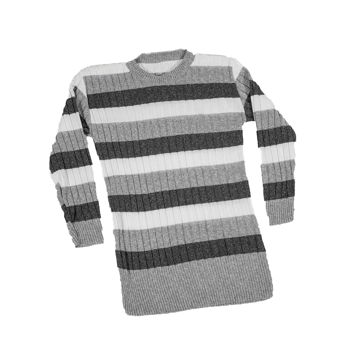 تونیک بافت زنانه راه راه طوسی مشکی مدل kareno