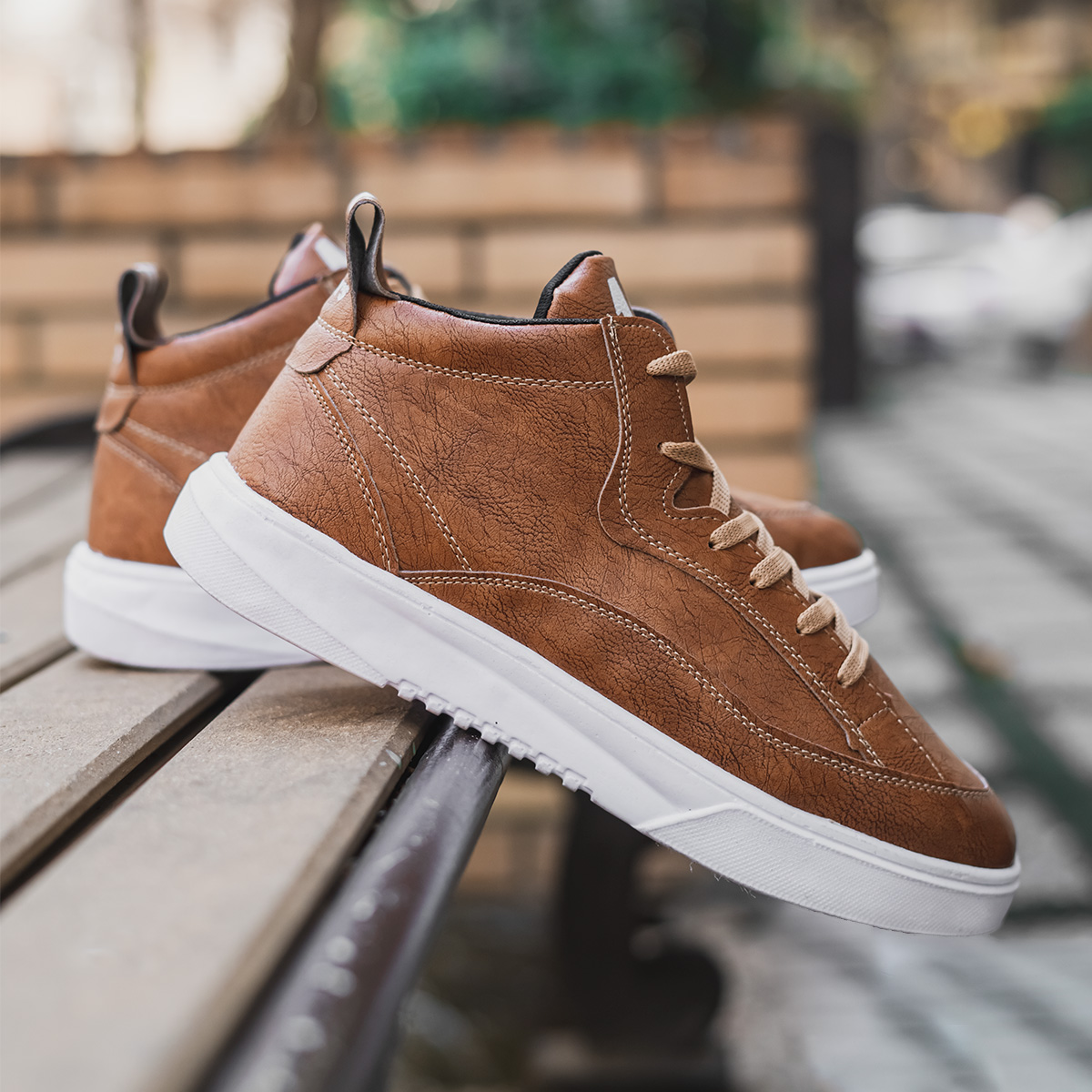 کفش تخت مردانه عسلی تیره مدل 11BYBY