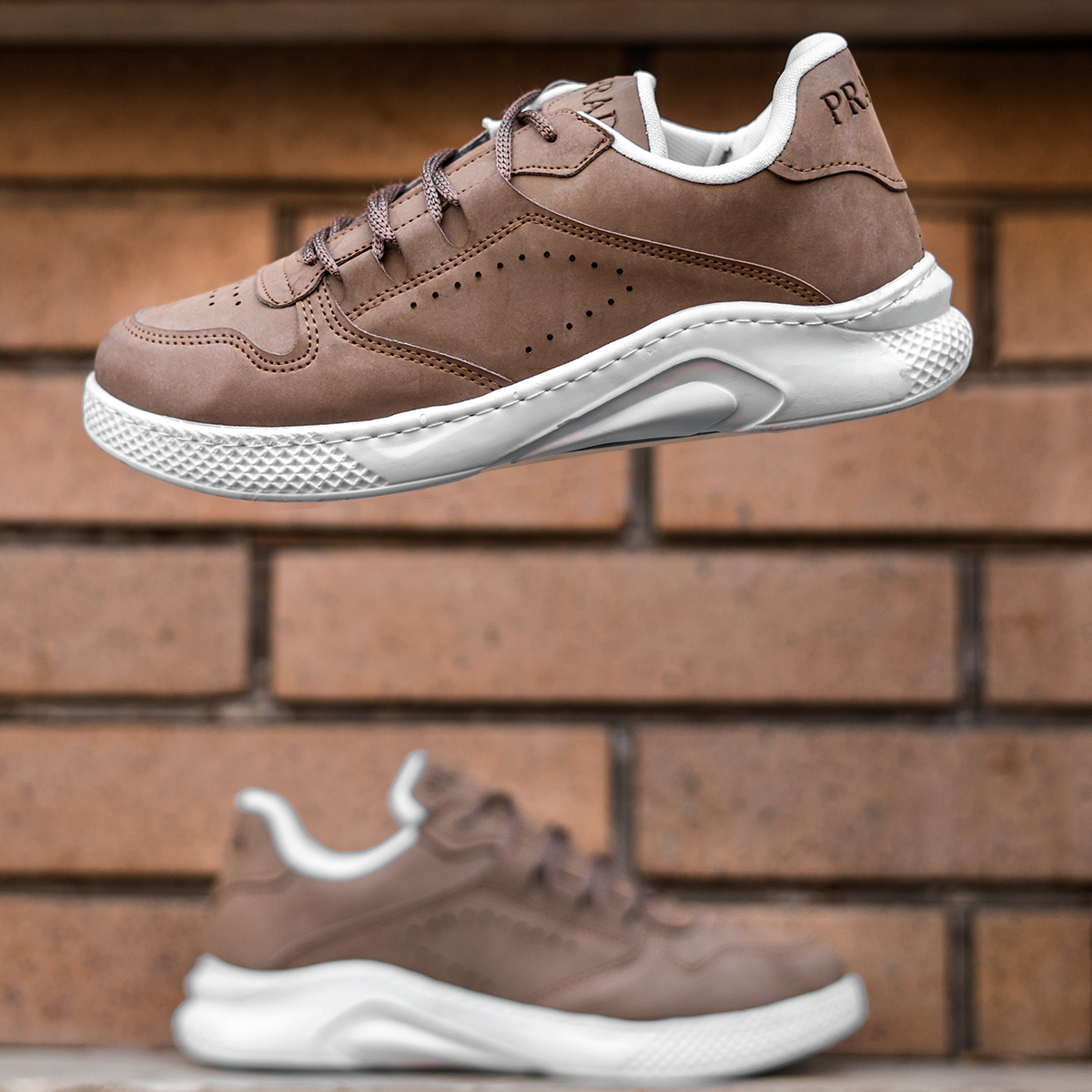 کفش تخت مردانه قهوه ای مدل Prada