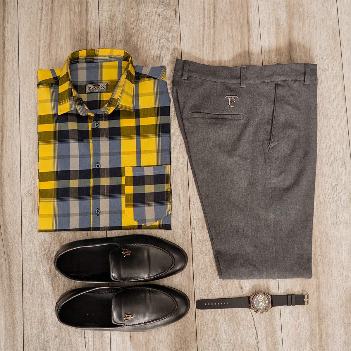 پیراهن چهارخانه زرد مدل oskar