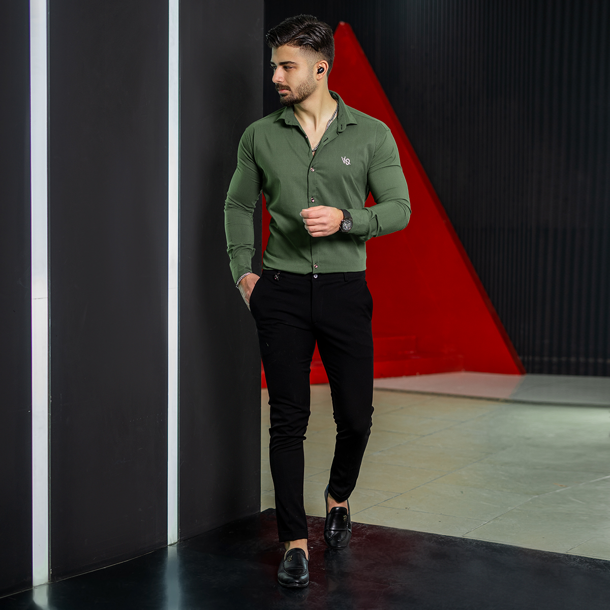 پیراهن مردانه سبزمدل VQ