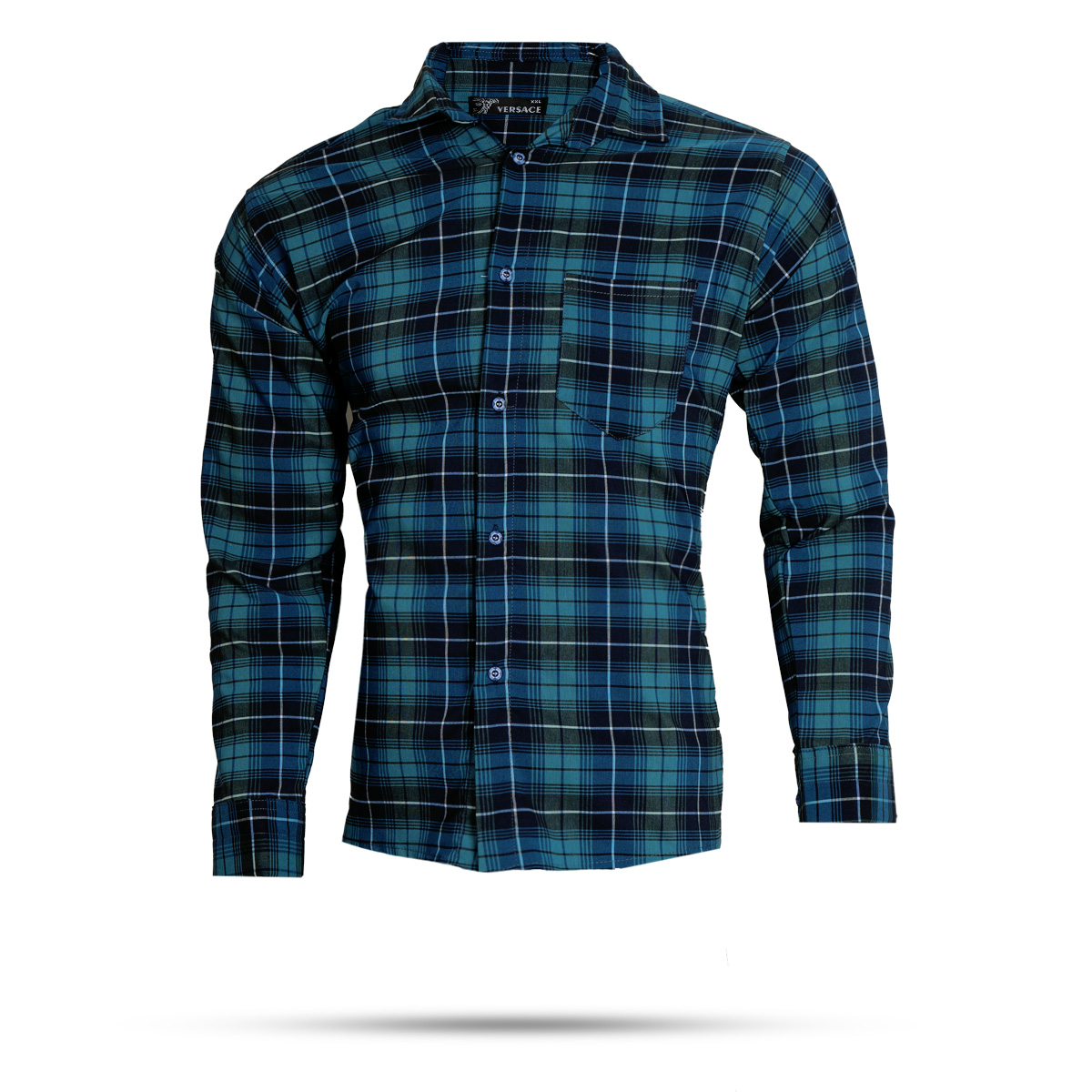 پیراهن چهارخانه سبزسرمه ای مردانه مدلDivan