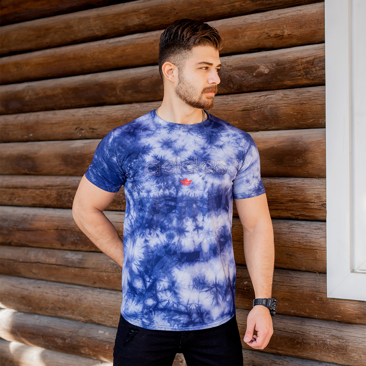 تیشرت ابرو بادی آبی مردانه مدل Adidas