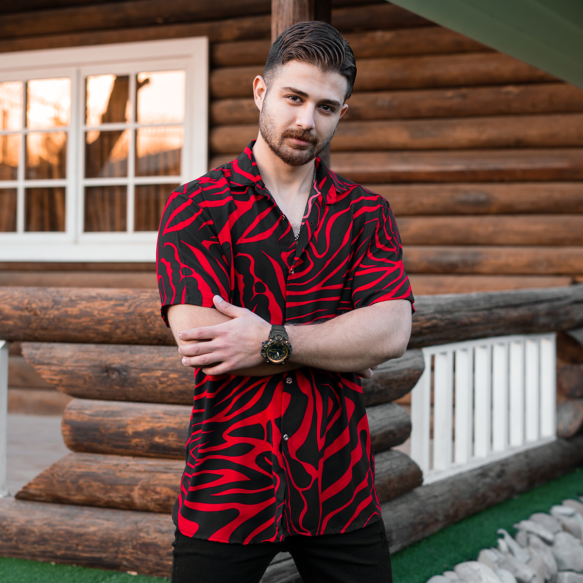 پیراهن هاوایی مردانه مدل Fabro