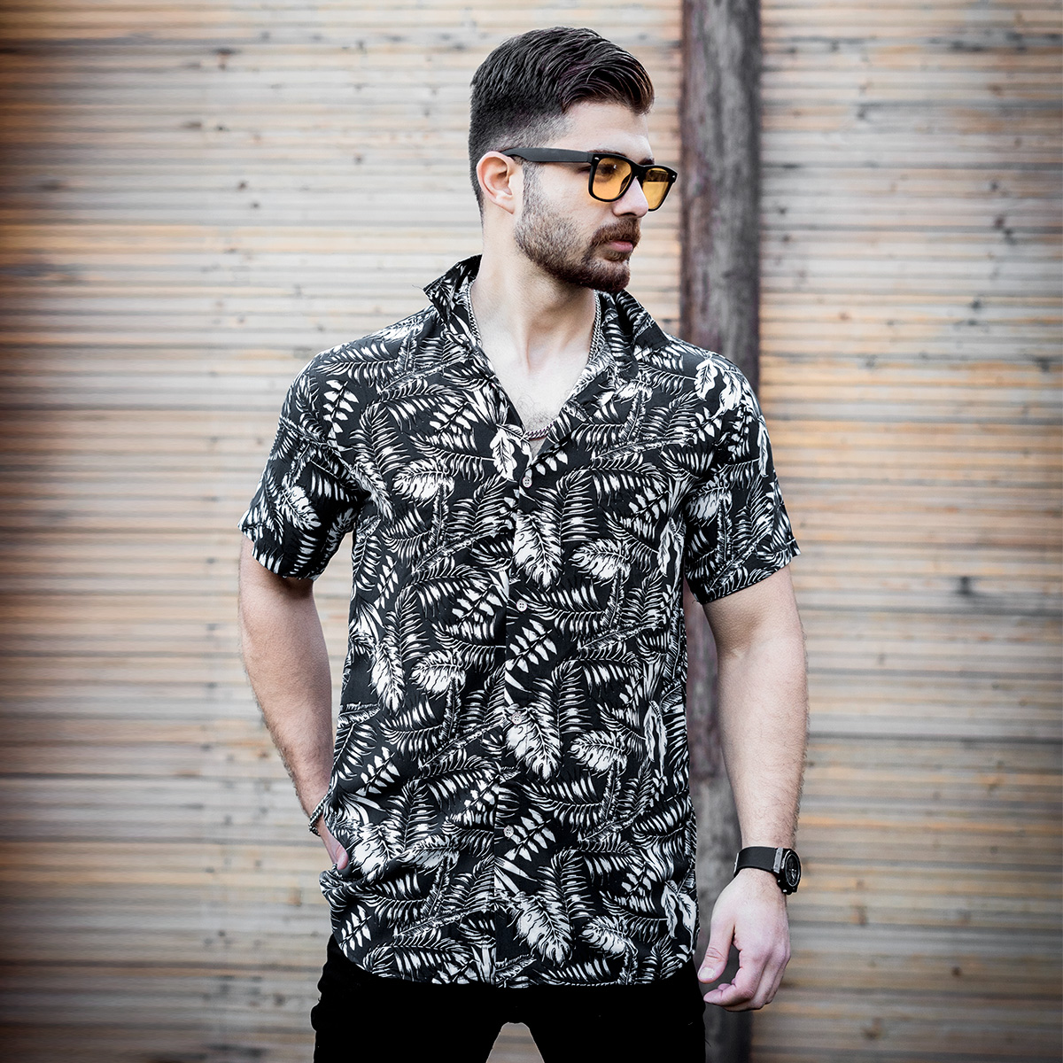 پیراهن هاوایی مردانه مدل Panik