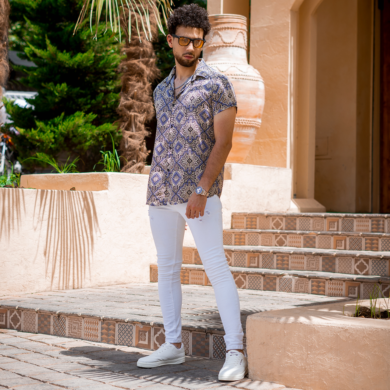 پیراهن مردانه زردبته جقه مدل56