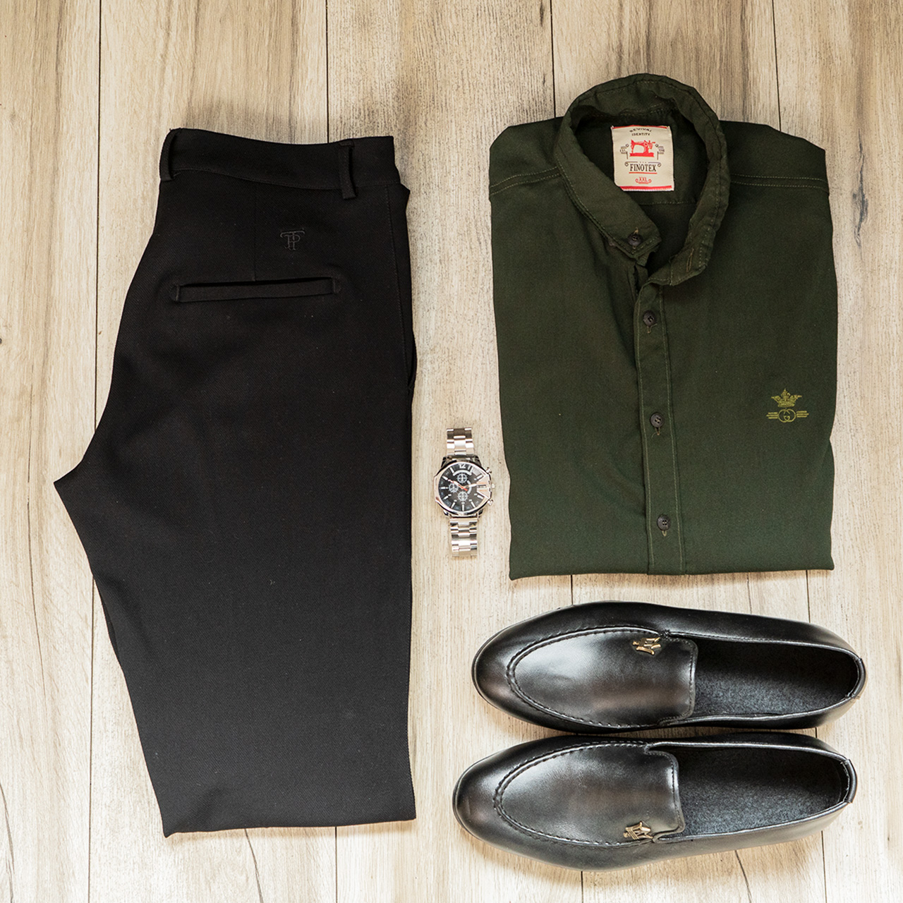 پیراهن مردانه زیتونی مدل Yazdan