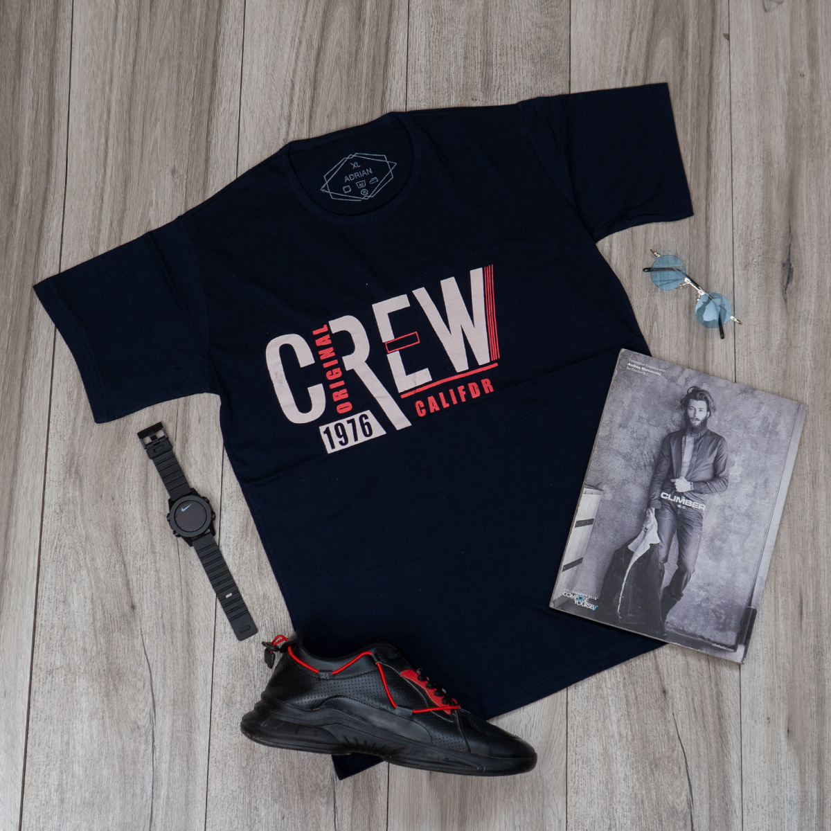 تیشرت مردانه سرمه ای (T) مدل Crew