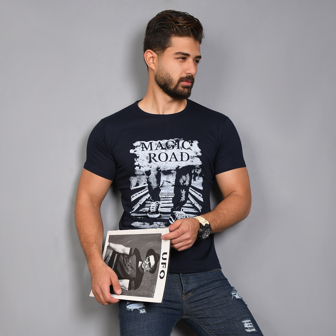 تیشرت (T) مردانه سرمه ای مدل magic