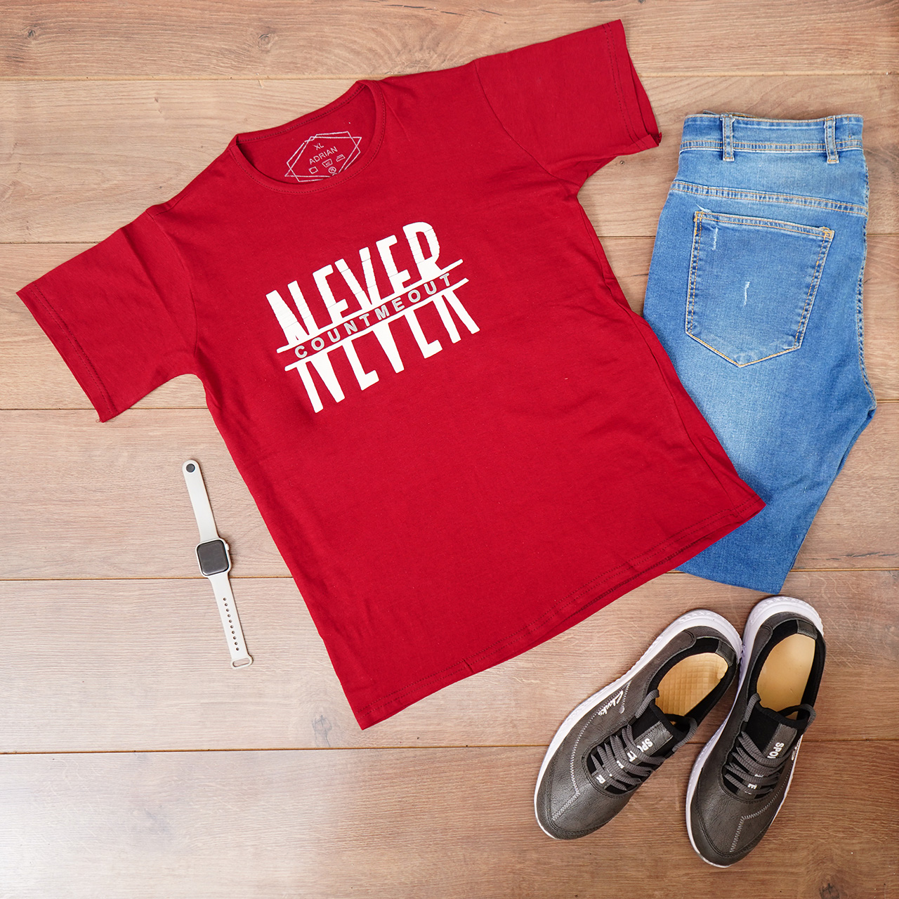 تیشرت مردانه (T) قرمزمدل never