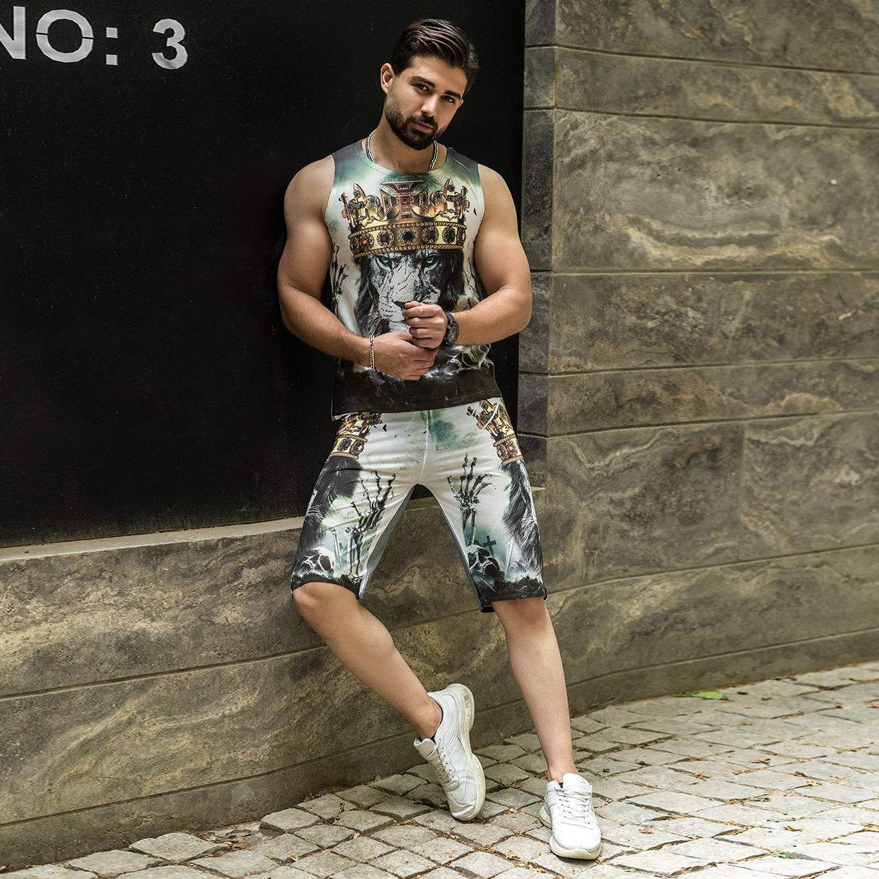 ست رکابی شلوارک طرح شیر مردانه مدل King