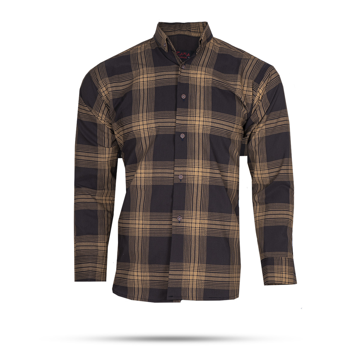 پیراهن مردانه(T)چهار خونه قهوه ای روشن مدلzava