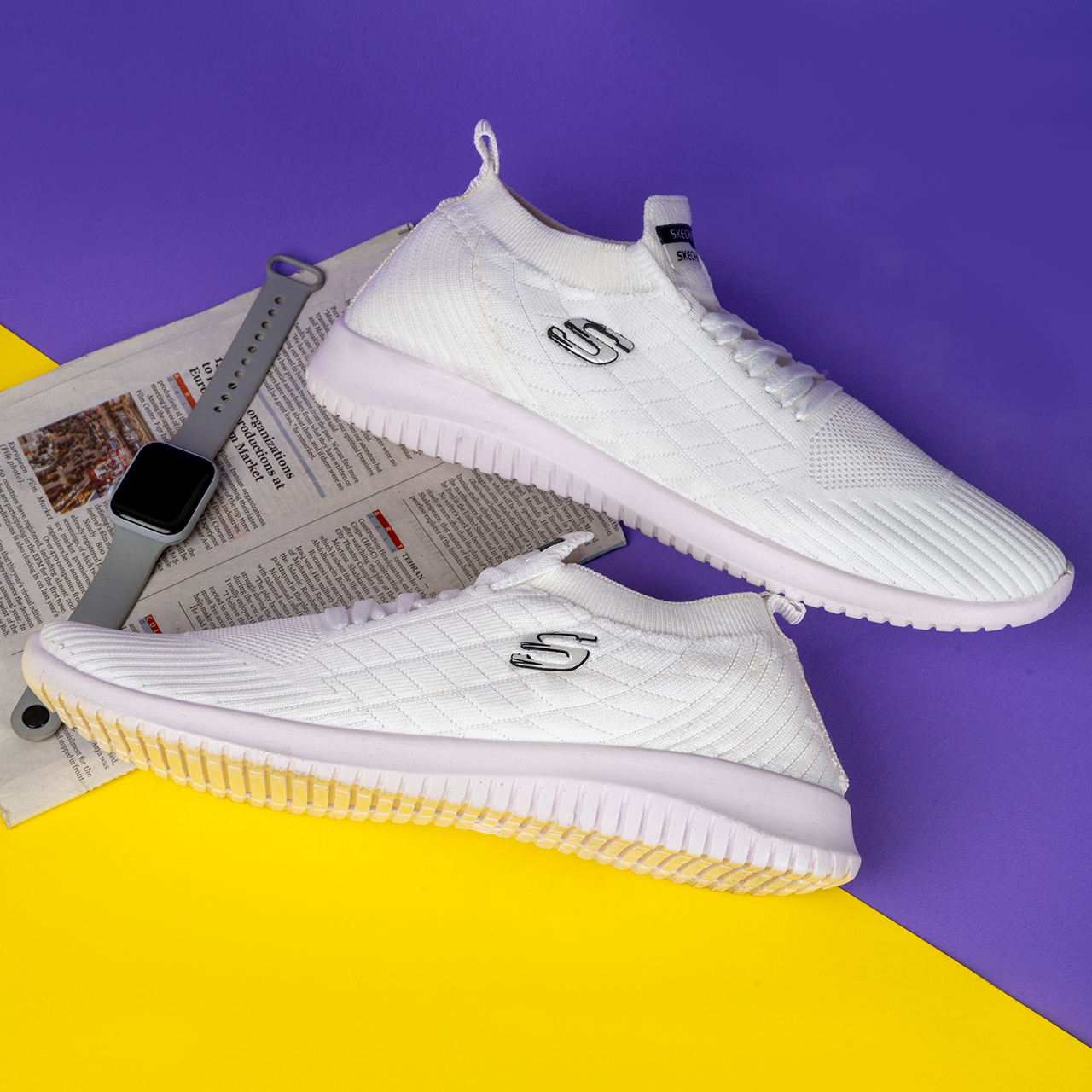 کفش ورزشی اسکیچرز مردانه سفید مدلE55