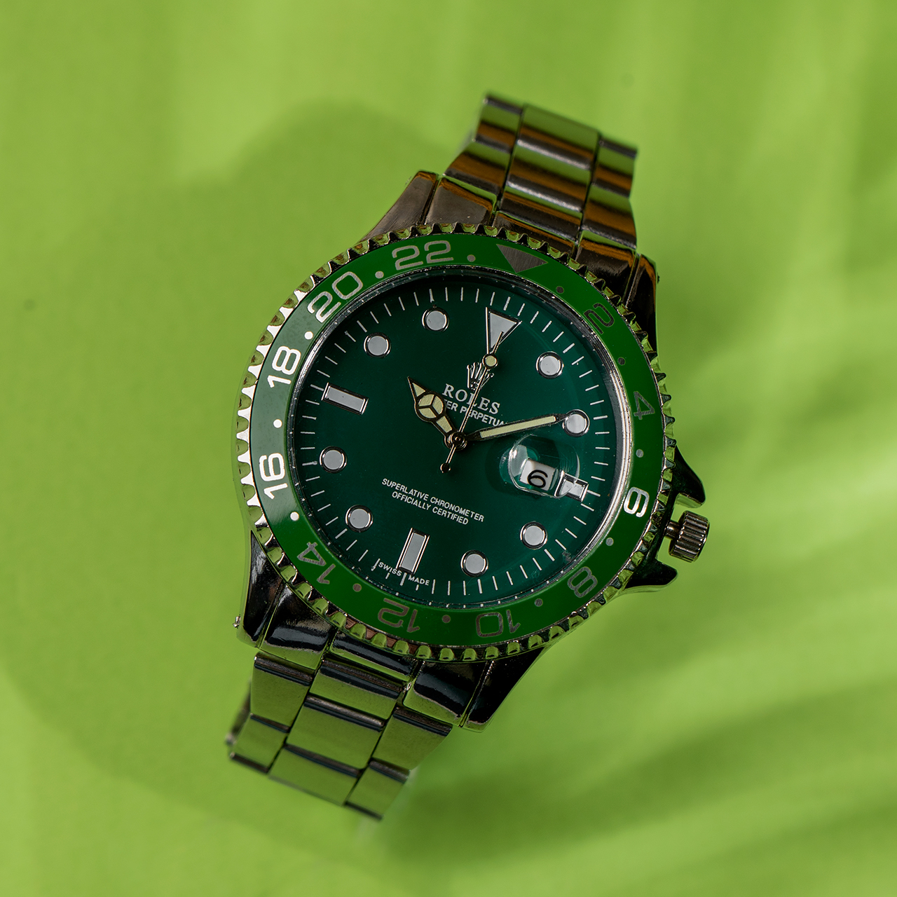 ساعت رولکس نقره ای صفحه سبز مردانه مدل 435