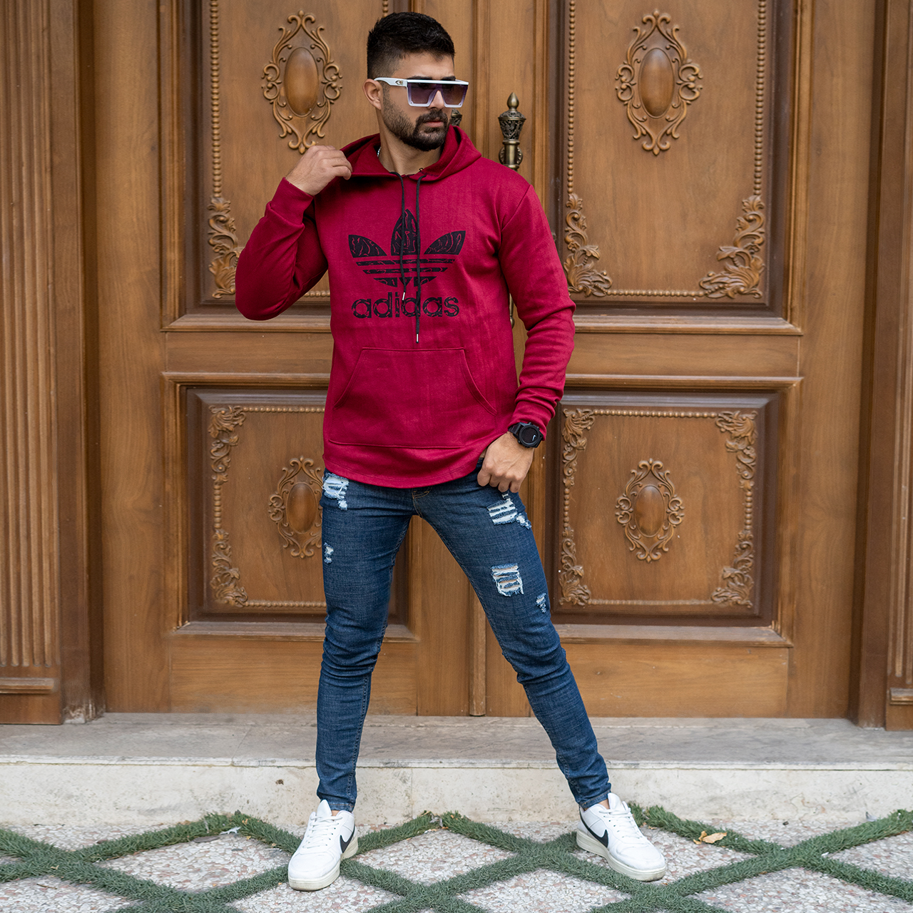 هودی Adidas مردانه زرشکی مدلQs