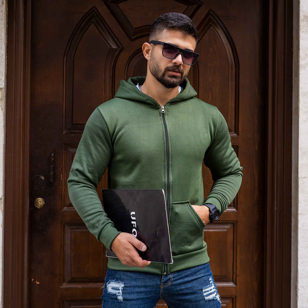 سوییشرت سبزمردانه مدل sabin