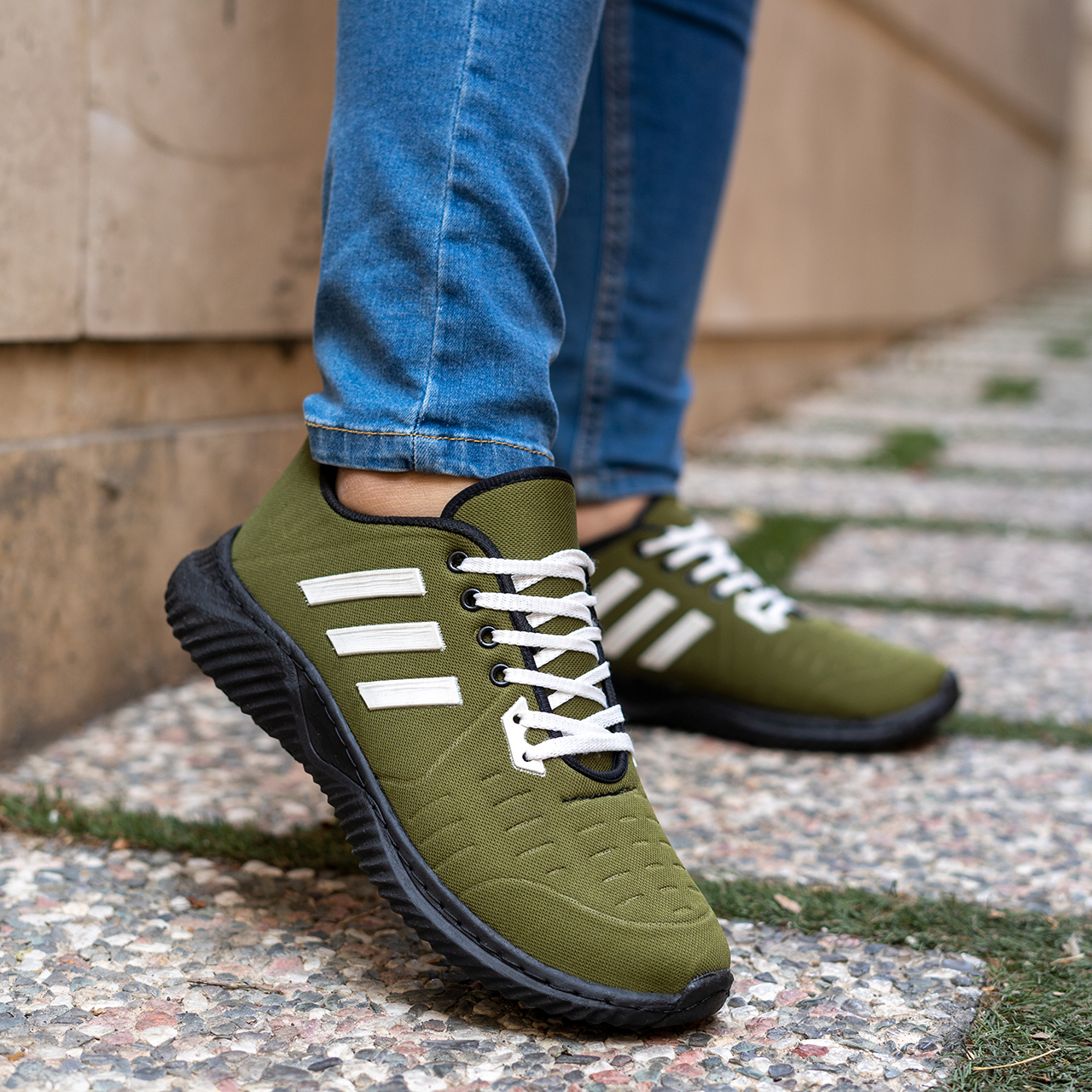 کفش مردانه سه خط سبز مدل Dayan(T)