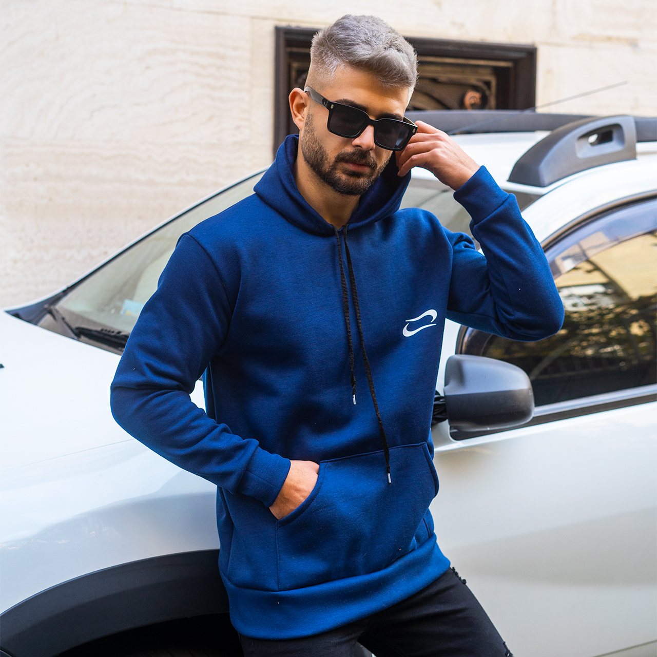 هودی مردانه نایک سرمه ای مدل Zanko