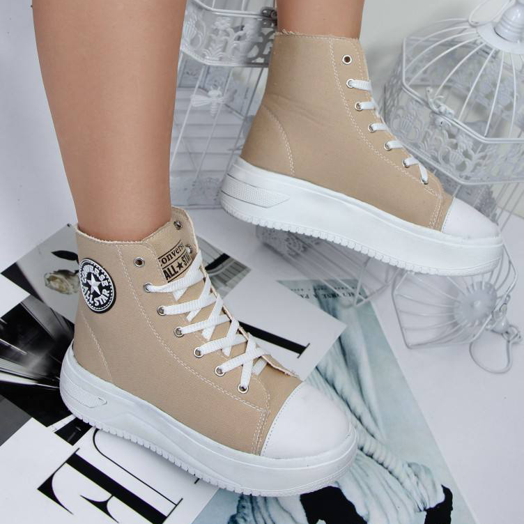 کفش ورزشی ساقدار کرم All Star زنانه مدل Vensa