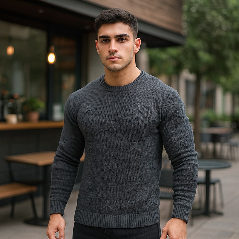 پلیور زاپ دار دودی مردانه مدلDeta