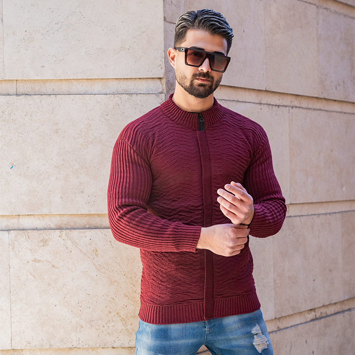 سوییشرت بافت قرمز مردانه مدل EHAM