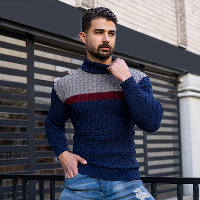 پلیور مردانه طوسی سرمه ای مدل Keto