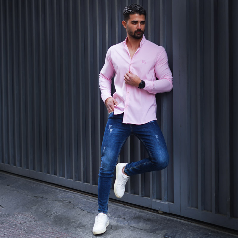 پیراهن مردانه صورتی مدل Fendi