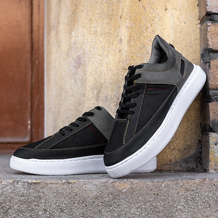 کفش تخت مردانه طوسی مشکی مدل Salin