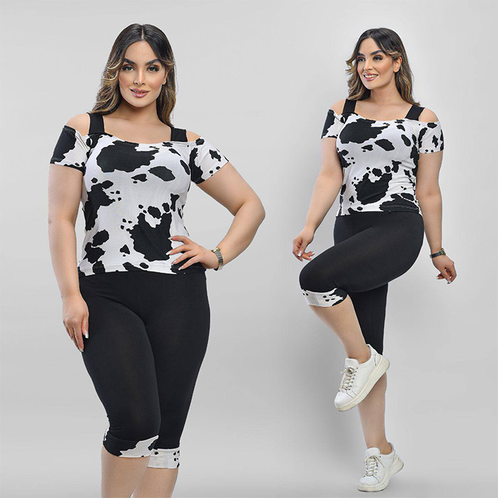 ست دخترانه تاپ شلوارک طرح گاو مدل Sevin