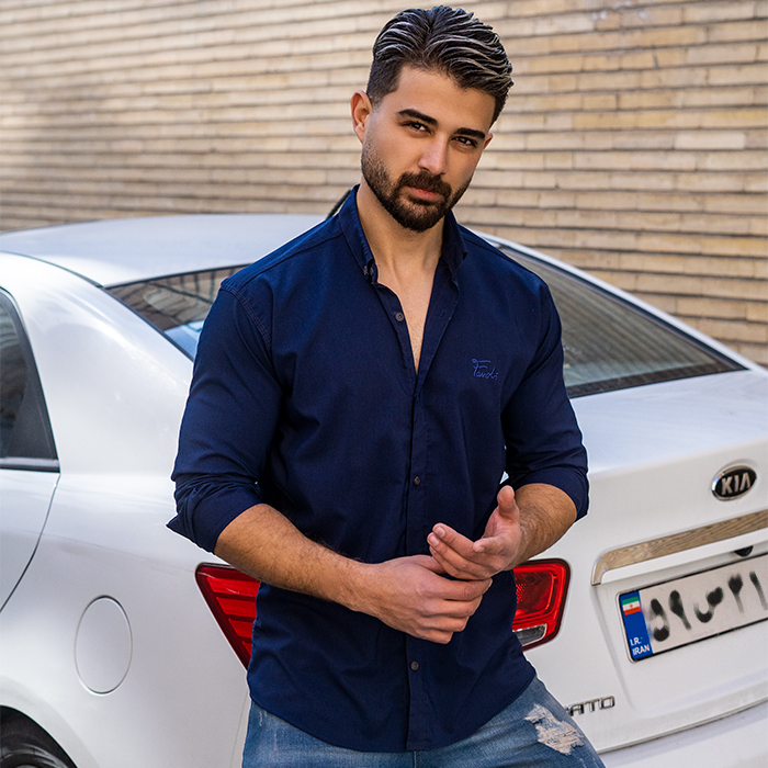 پیراهن سرمه ای مردانه مدل Fendi