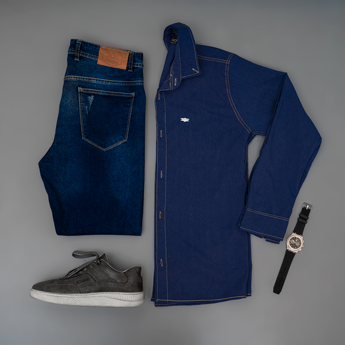 پیراهن مردانه سرمه ای مدل Novan