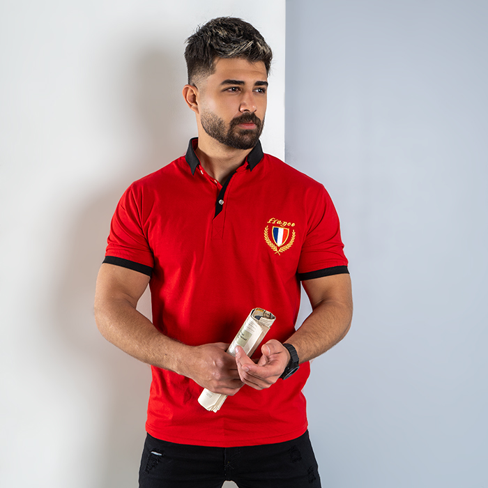 تیشرت مردانه قرمز مدل RIBAN