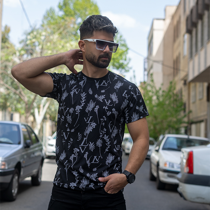 تیشرت مشکی مردانه طرح LV مدل OPAR