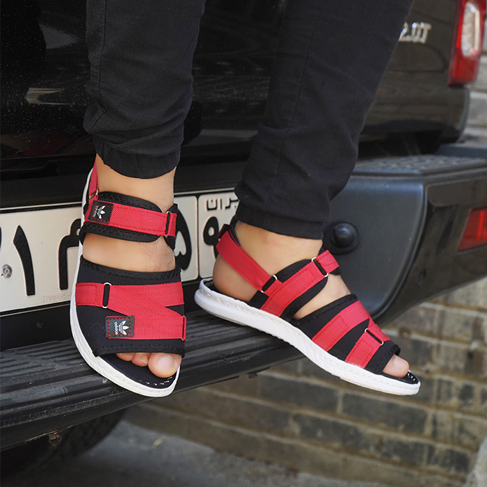 صندل مردانه قرمز مشکی مدل Havin