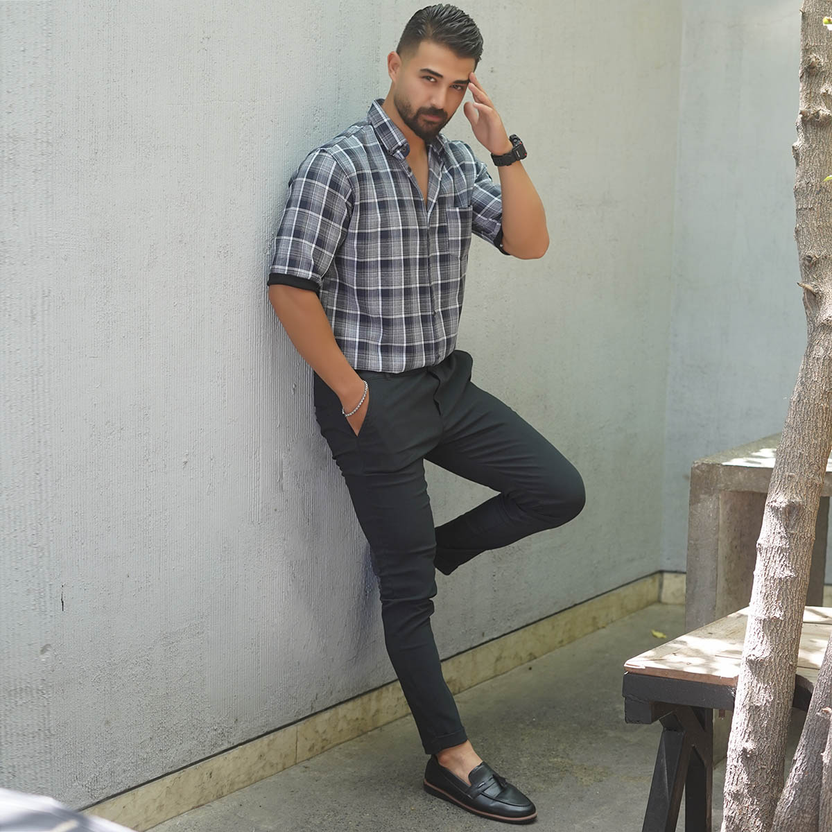 شلوار مردانه طوسی تیره مدل MOBIN