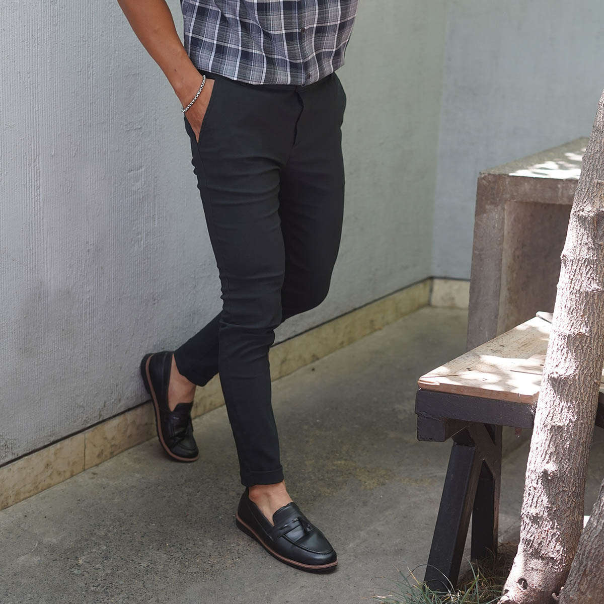 شلوار مردانه طوسی تیره مدل MOBIN