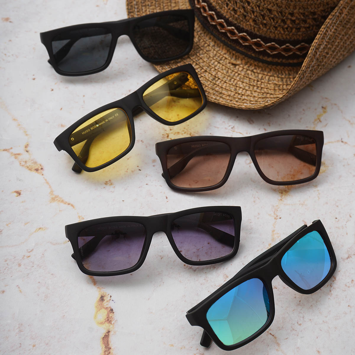 عینک مردانه مشکی صفحه دودی مدل Hugo