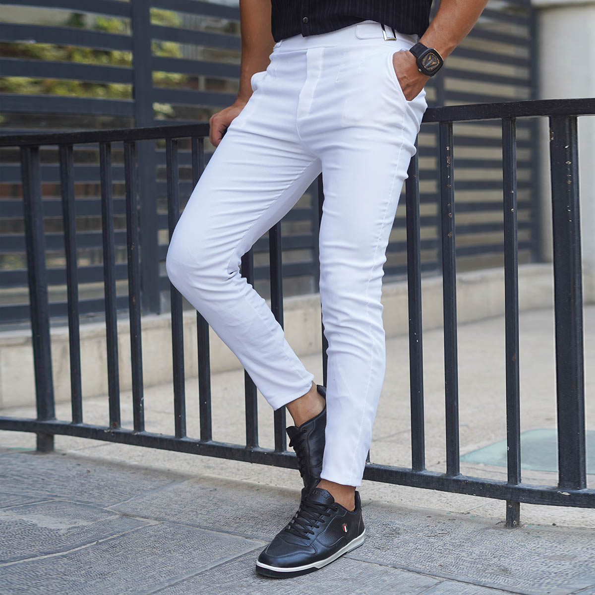 شلوار اسلش مردانه سفید مدل Keysan